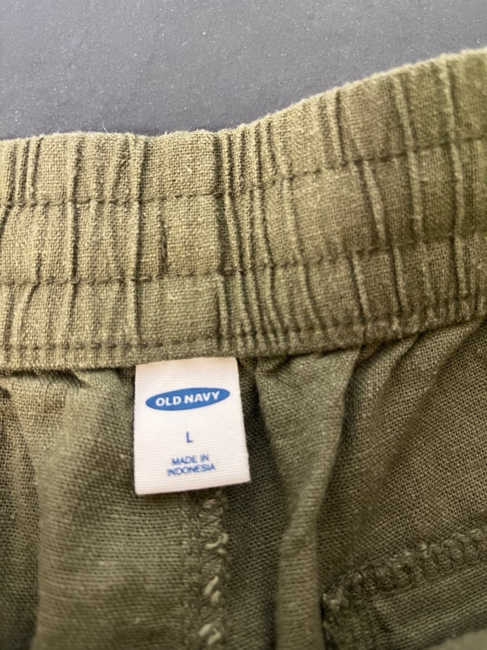 Old Navy women’s Hunter pines green linen blend drawstring shorts large - Picture 3 of 5